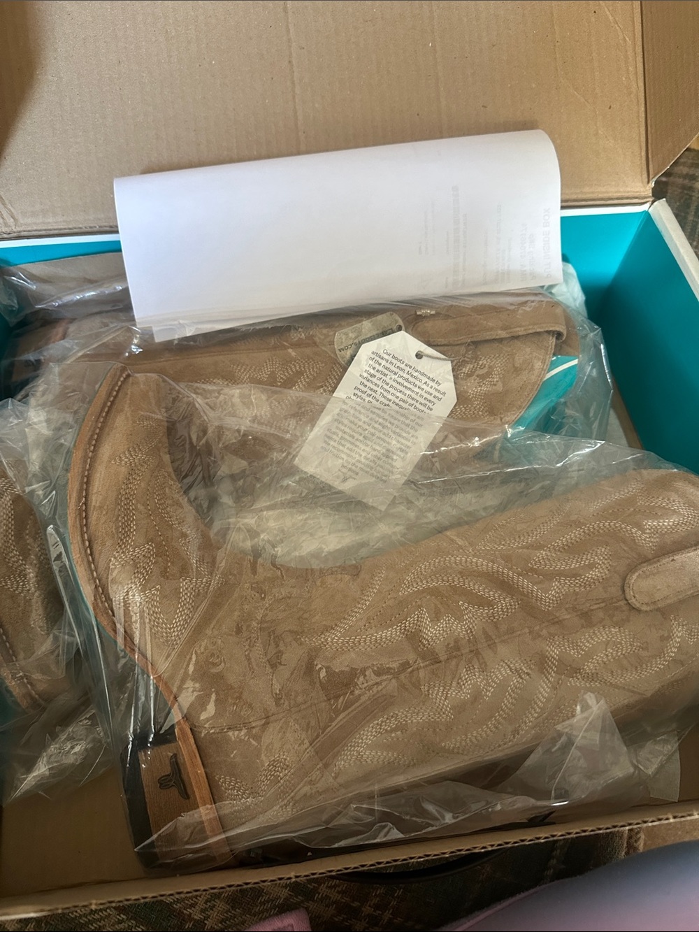 Women's Tan Suede Embroidered Heeled Western Boots